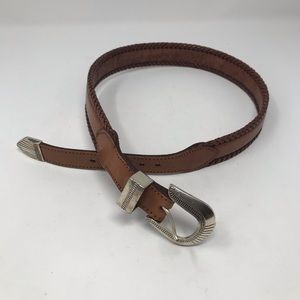 Leather Belt with Woven Detail size 30